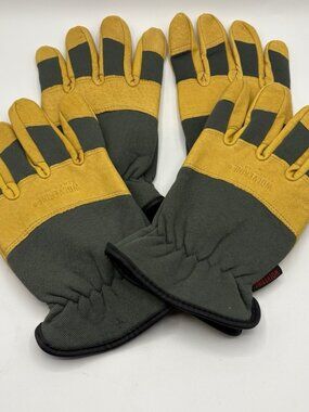 Lot of 2 Pair Wolverine Leather Work Gloves Safety Cuff Yellow Gray XL